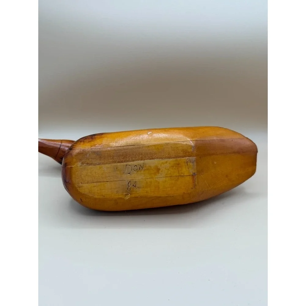 Vintage 1984 Hand Carved Wooden Duck Decoy Folk Art Signed DON 84 12